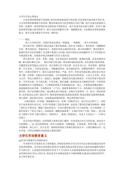 大学生军训心得体会 2