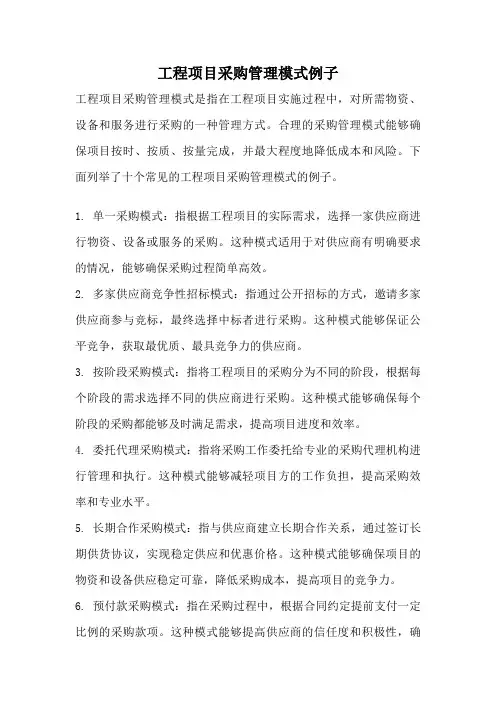 工程项目采购管理模式例子
