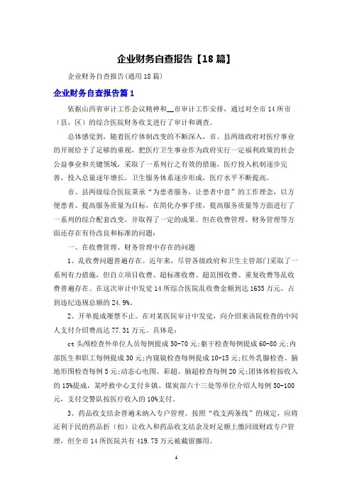 企业财务自查报告【18篇】