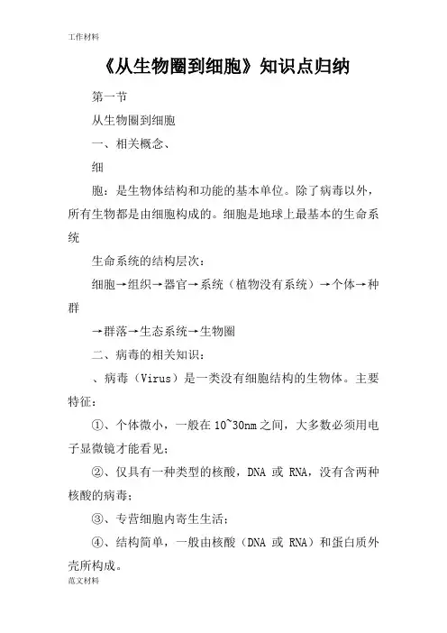 【知识学习】《从生物圈到细胞》知识点归纳