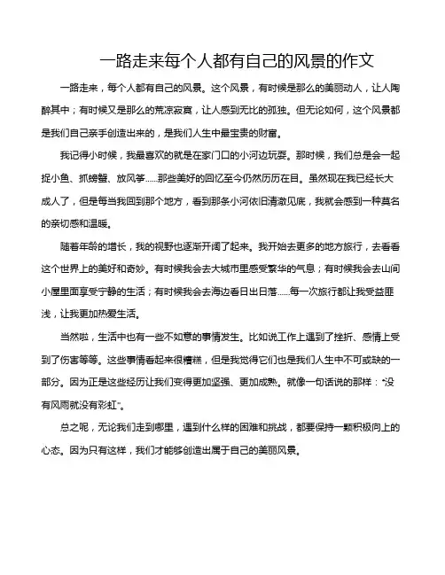 一路走来每个人都有自己的风景的作文