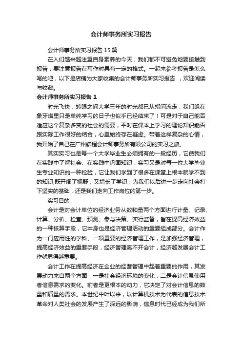 会计师事务所实习报告