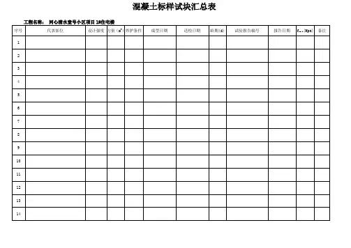 砼试块标养台账