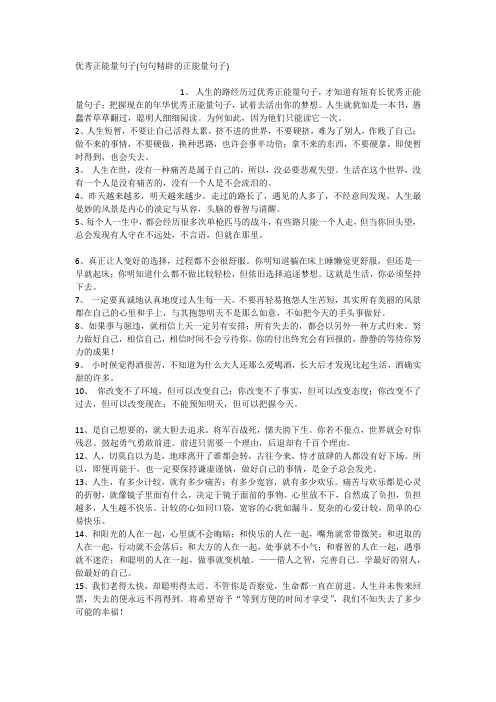优秀正能量句子(句句精辟的正能量句子)