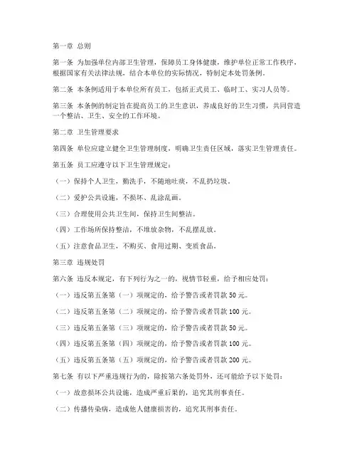 卫生管理制度处罚条例
