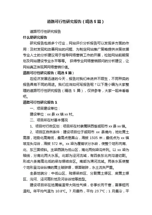 道路可行性研究报告（精选5篇）