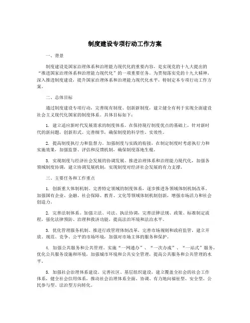 制度建设专项行动工作方案