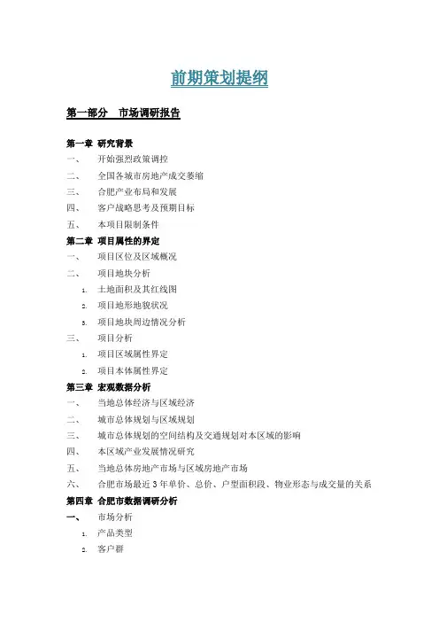房地产前期策划提纲