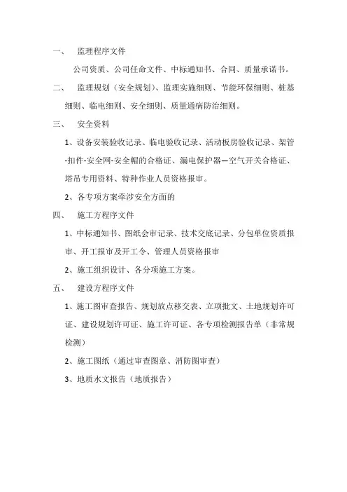 监理程序文件