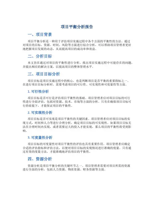 项目平衡分析报告