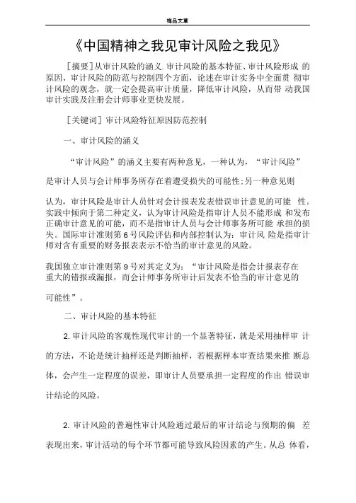 《中国精神之我见审计风险之我见》