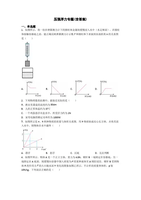 压强浮力专题(含答案)