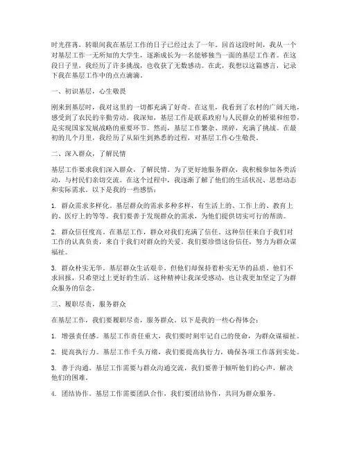 大学生基层工作感言