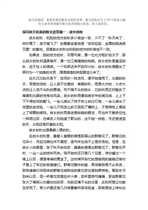 散文：描写秋天优美的散文欣赏