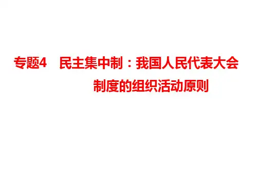 2016年    专题四      民主集中制：我国人民代表大会制度的组织活动原则