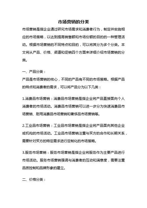 市场营销的分类