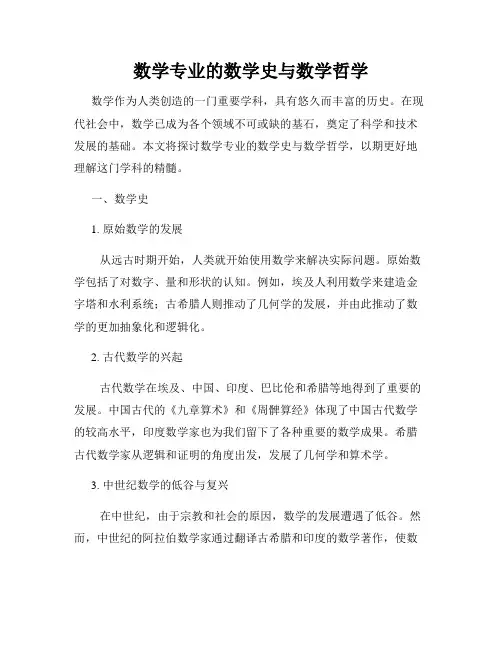 数学专业的数学史与数学哲学
