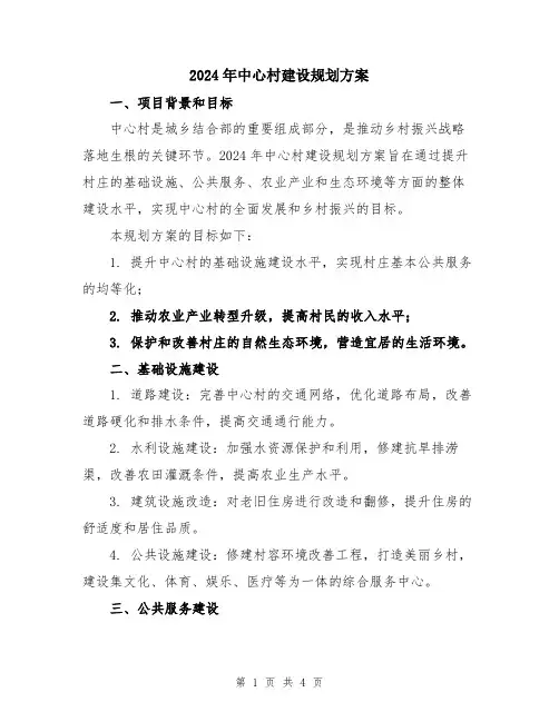 2024年中心村建设规划方案