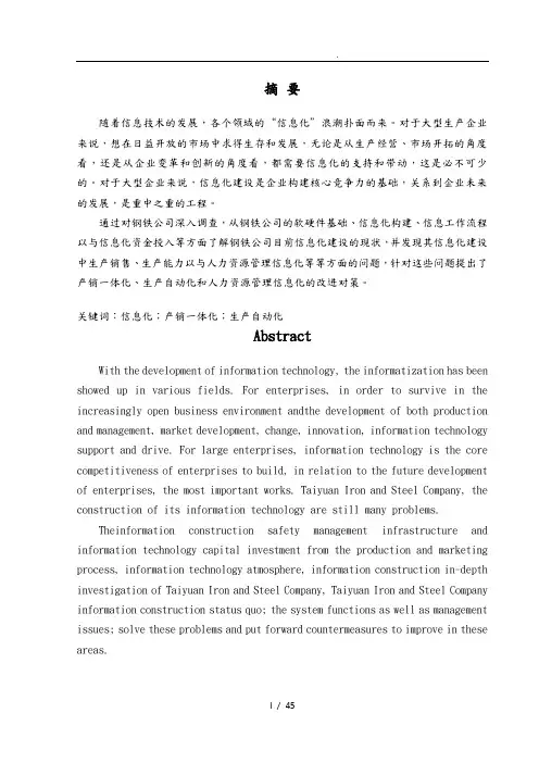 某钢铁公司信息化存在的问题与对策研究
