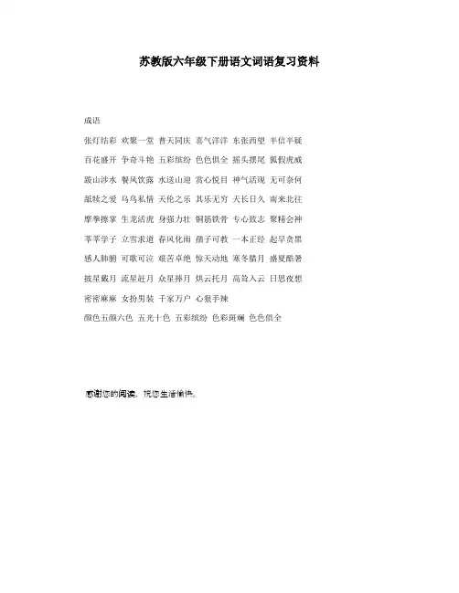苏教版六年级下册语文词语复习资料