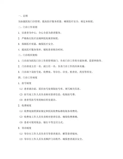 医院新设门诊管理制度范本