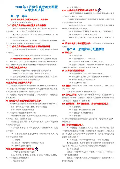 月宏观劳动力配置 自考复习资料