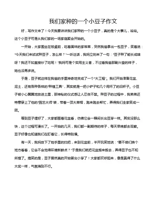 我们家种的一个小豆子作文