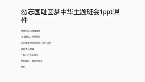 勿忘国耻圆梦中华主题班会1课件