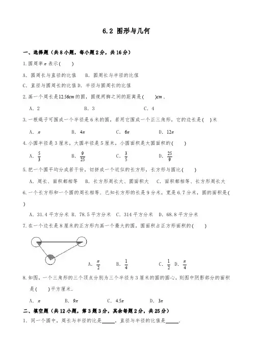 人教版小学六年级下册数学 6.2图形与几何 课时练 练习试题试卷含答案(1)
