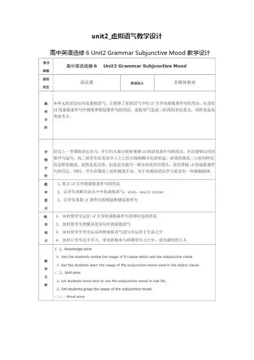 unit2_虚拟语气教学设计