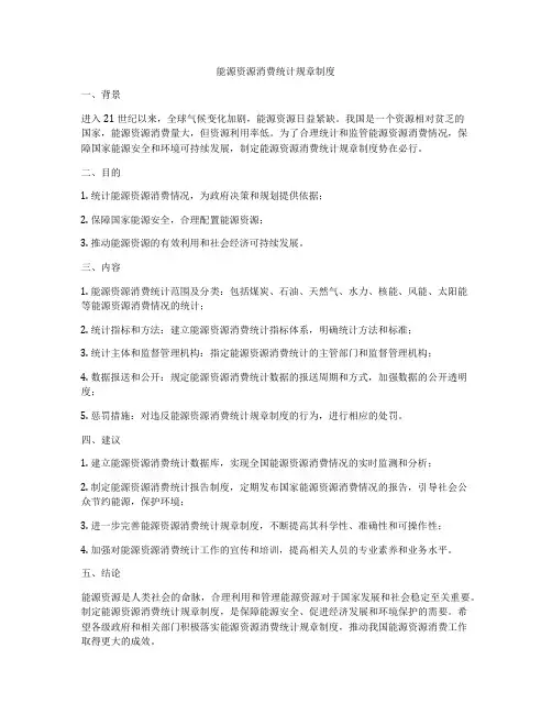 能源资源消费统计规章制度