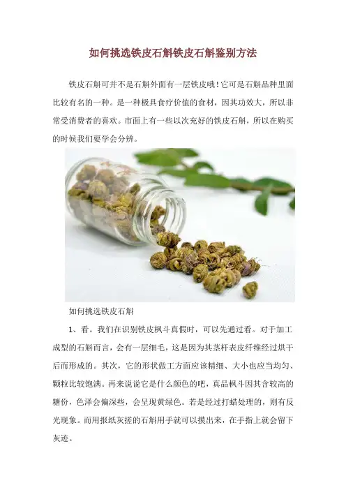 如何挑选铁皮石斛 铁皮石斛鉴别方法
