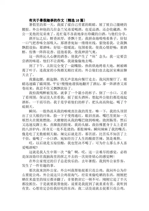 有关于暑假趣事的作文(精选10篇)范文精选