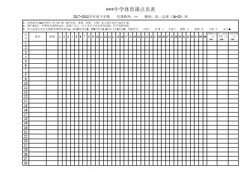 体育课点名表模板