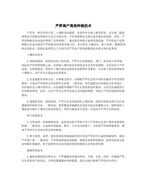 芦笋高产高效种植技术