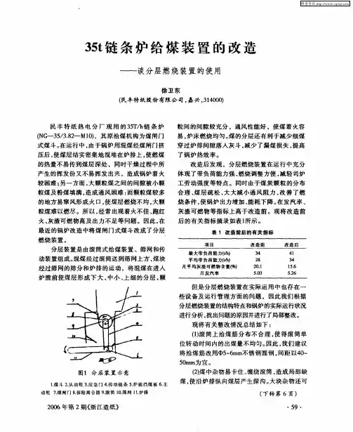 35t链条炉给煤装置的改造——谈分层燃烧装置的使用