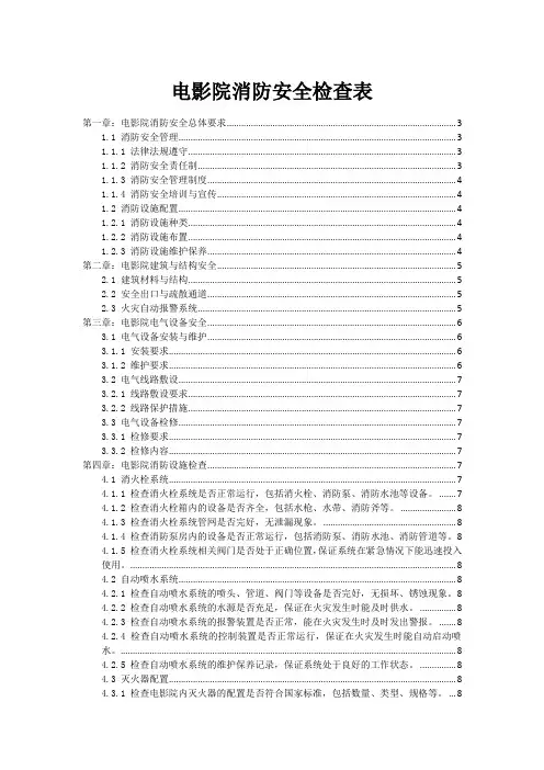 电影院消防安全检查表