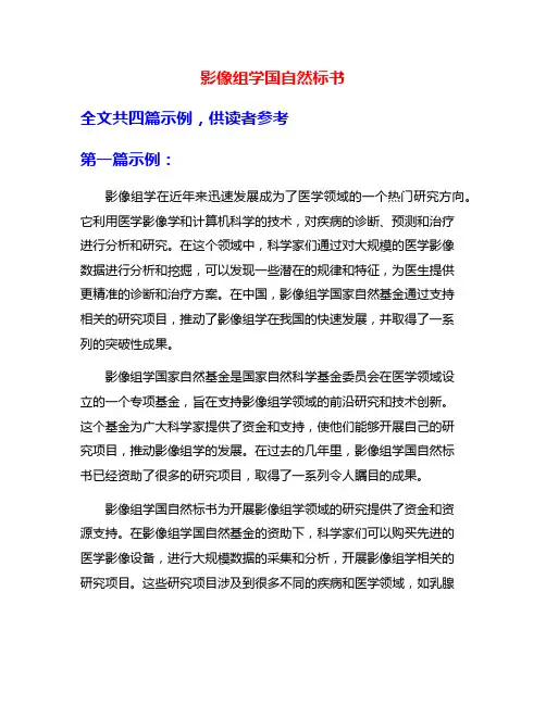 影像组学国自然标书