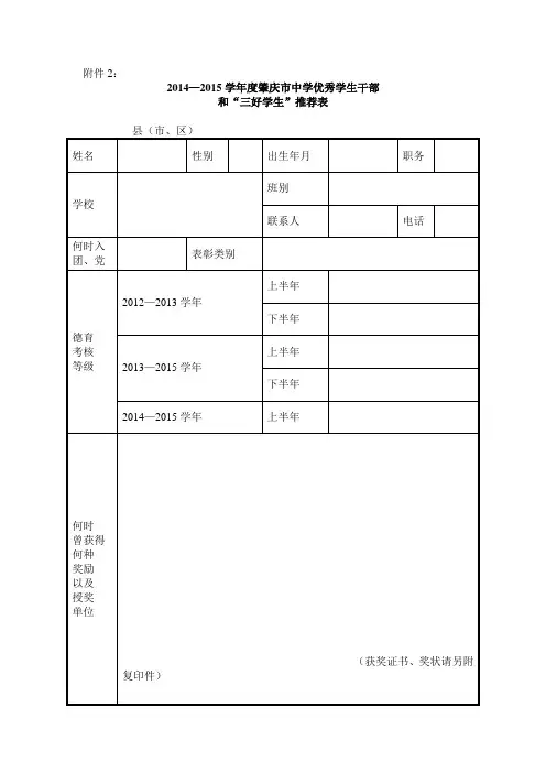 优秀学生干部、三好学生推荐表 (1)