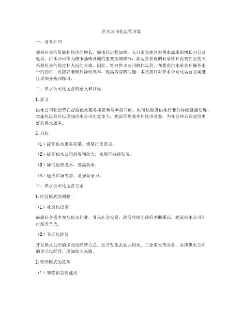 供水公司化运营方案