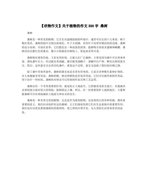 【状物作文】关于植物的作文500字 桑树