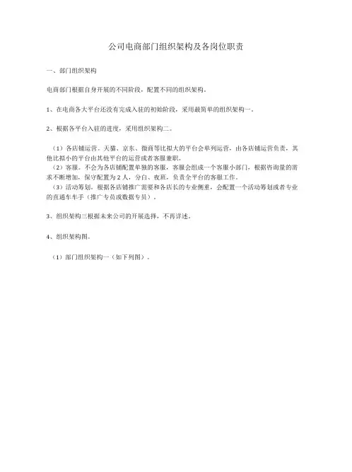 电商部部门组织架构及各岗位职责