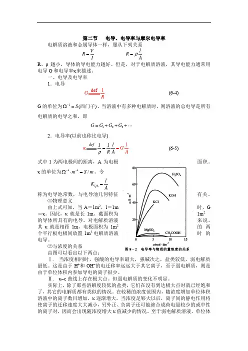电导、电导率和摩尔电导率