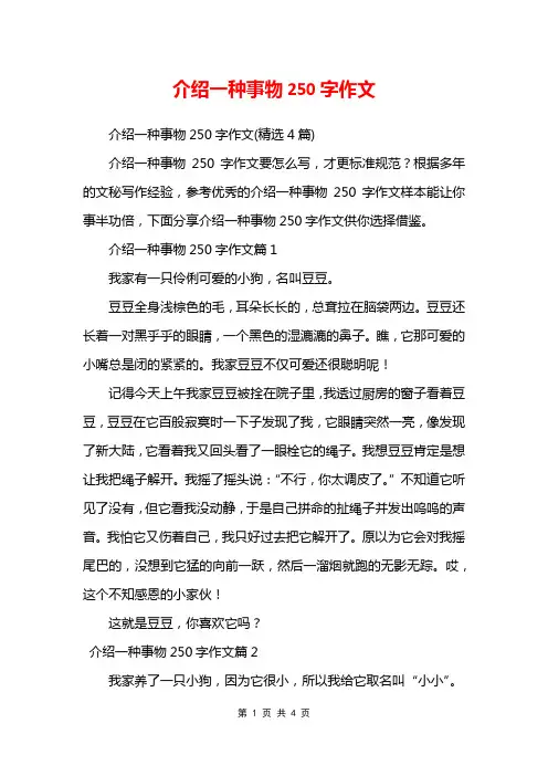 介绍一种事物250字作文