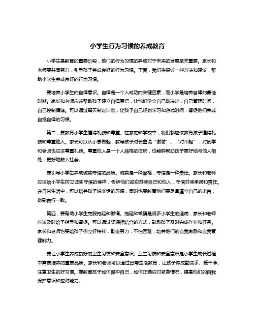 小学生行为习惯的养成教育