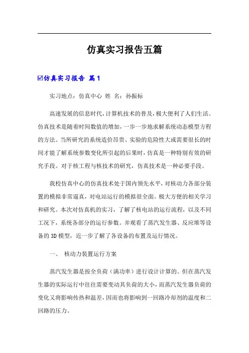 仿真实习报告五篇