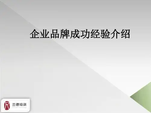 企业品牌成功经验介绍