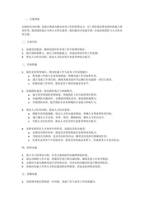 党建引领,打造高效团队与人才队伍方案