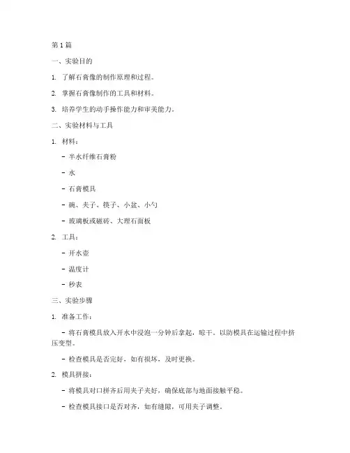 石膏像制作实验报告(3篇)