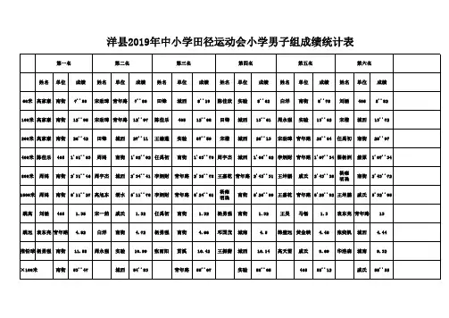 洋县2019年田径运动会小学男子组成绩统计表Microsoft Excel 工作表 (3)